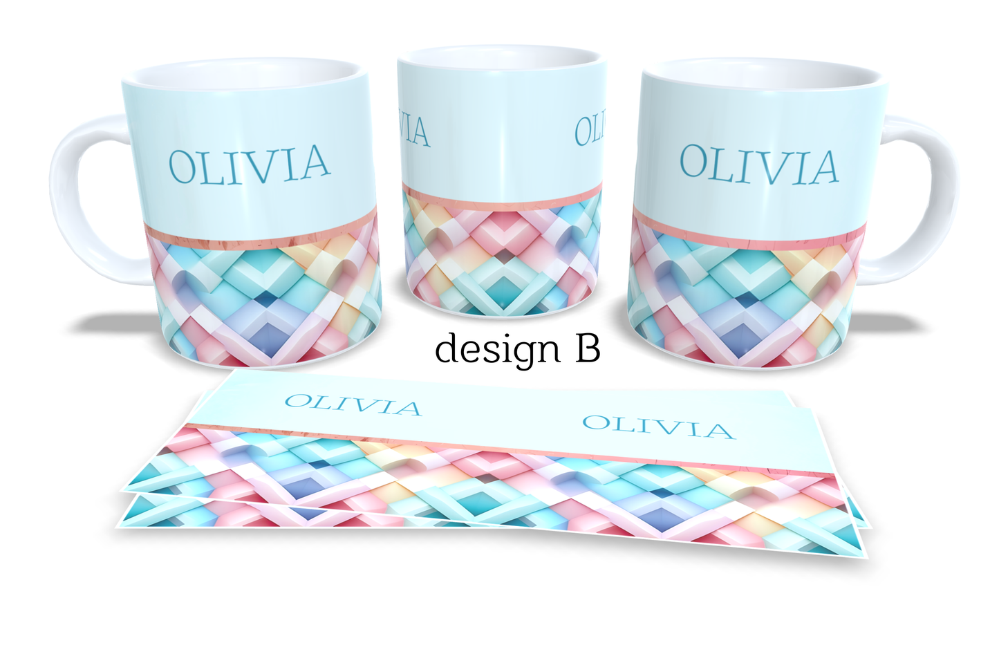 #202 Personalized Colourfull Coffee and Tea Mug. Coffee Cup. Tea Mug. Elegant abstract design. Full colour sublimated