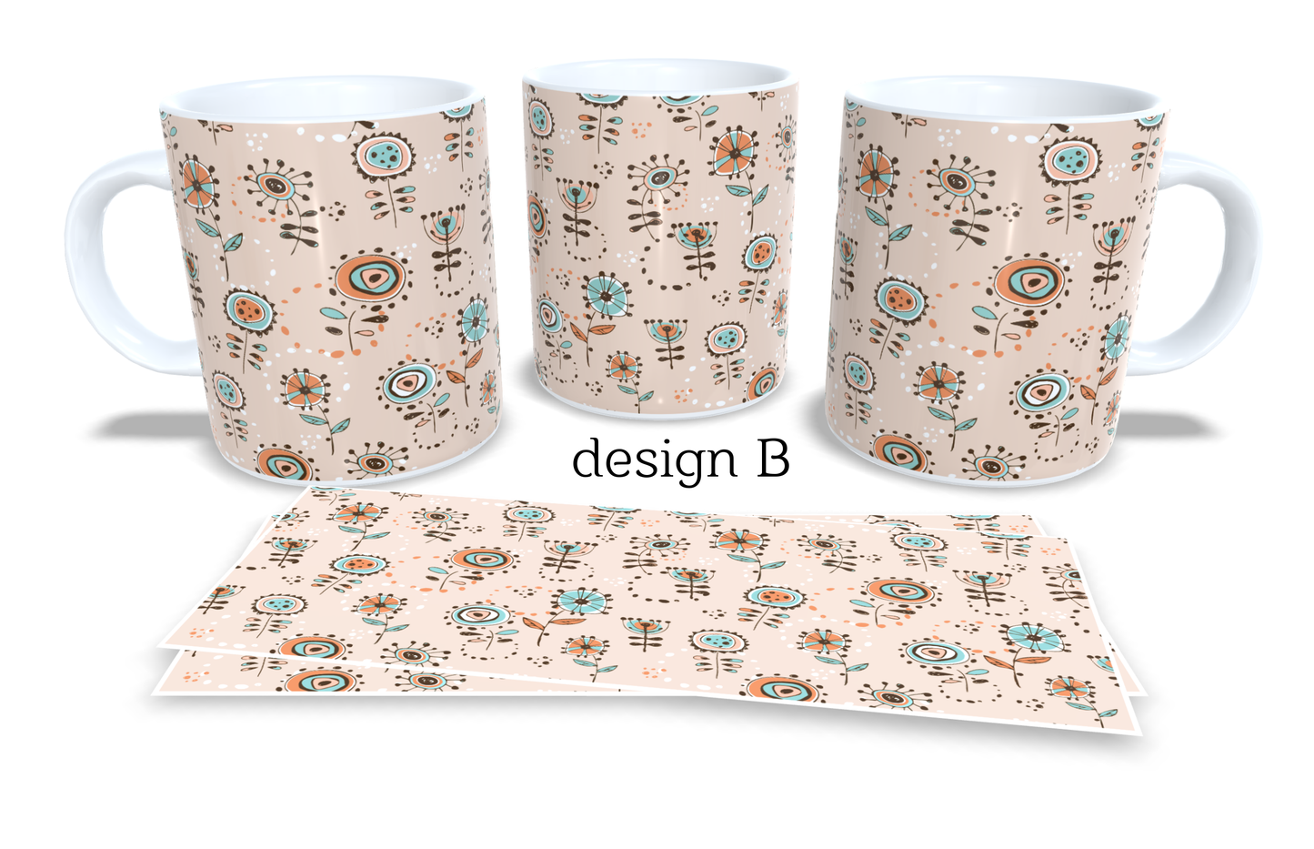 #235 Colourfull Coffee and Tea Mug. Coffee Cup. Tea Mug. Colourfull abstract floral design. Full colour sublimated