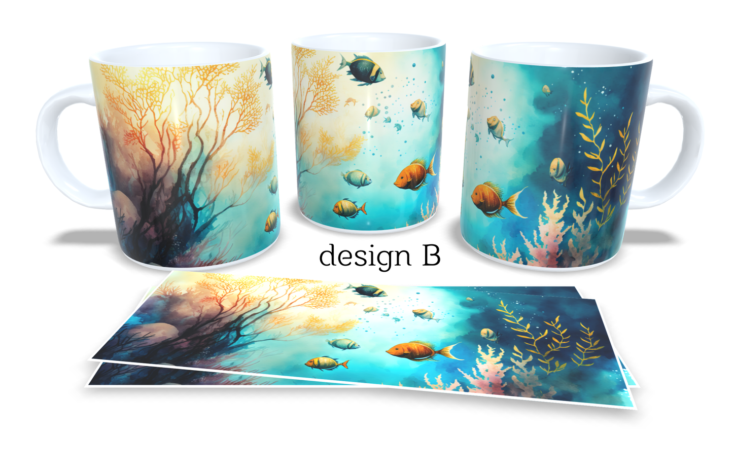 Colourfull Coffee and Tea Mug. Coffee Cup. Tea Mug. Under the sea design. Full colour sublimated #029