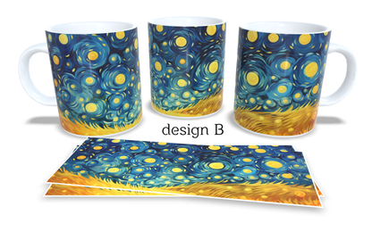 Colourfull Coffee and Tea Mug. Coffee Cup. Tea Mug. Stary night design. Full colour sublimated #048