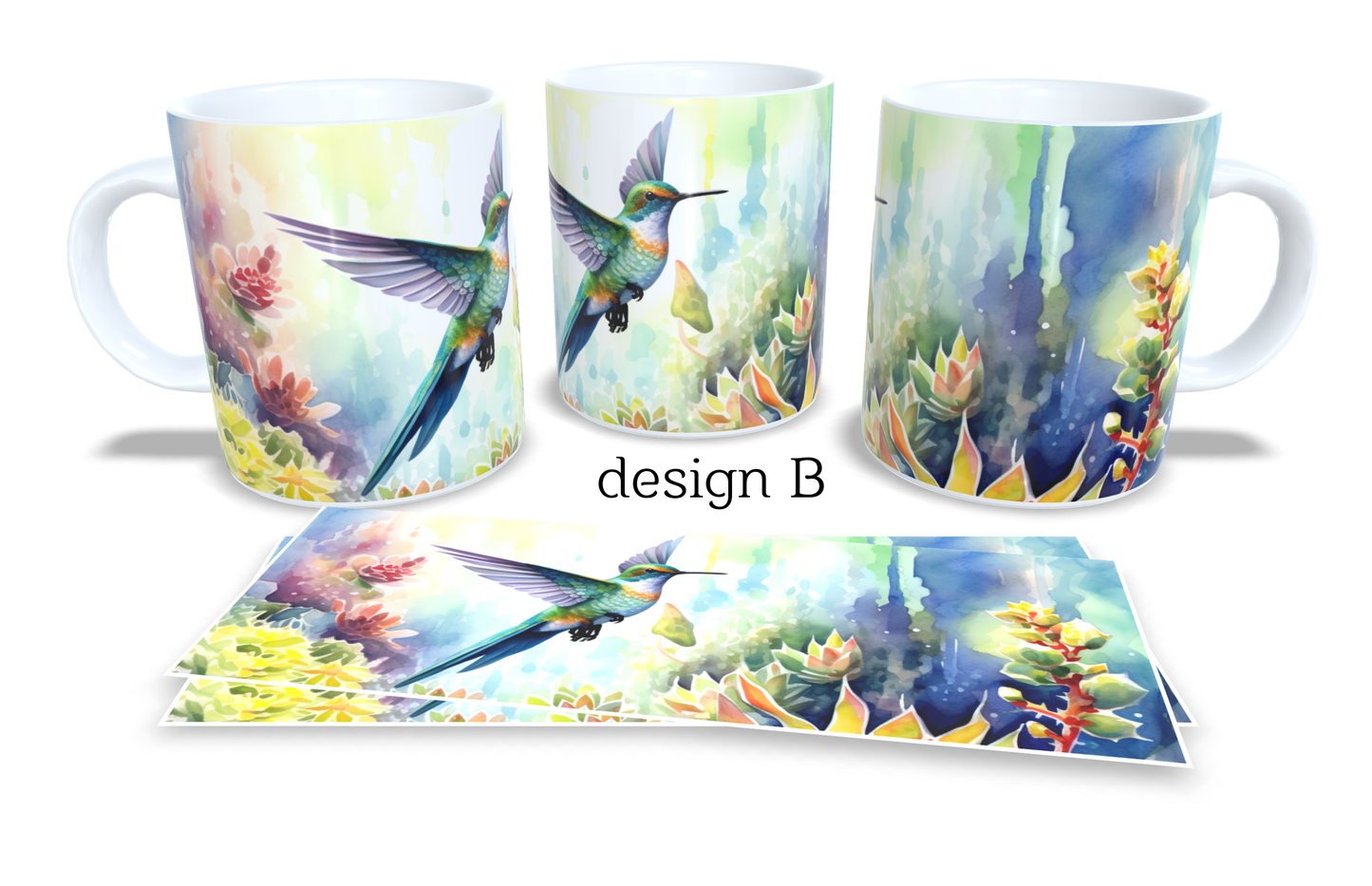 #092 Colourfull Coffee and Tea Mug. Coffee Cup. Tea Mug. Birds in floral garden. Full colour sublimated