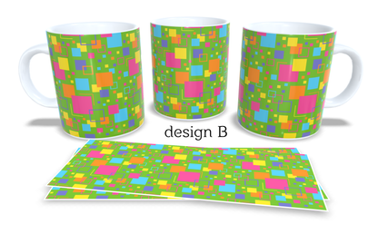 #421 Colourfull Coffee and Tea Mug. Coffee Cup. Tea Mug. Abstract design. Full colour sublimated