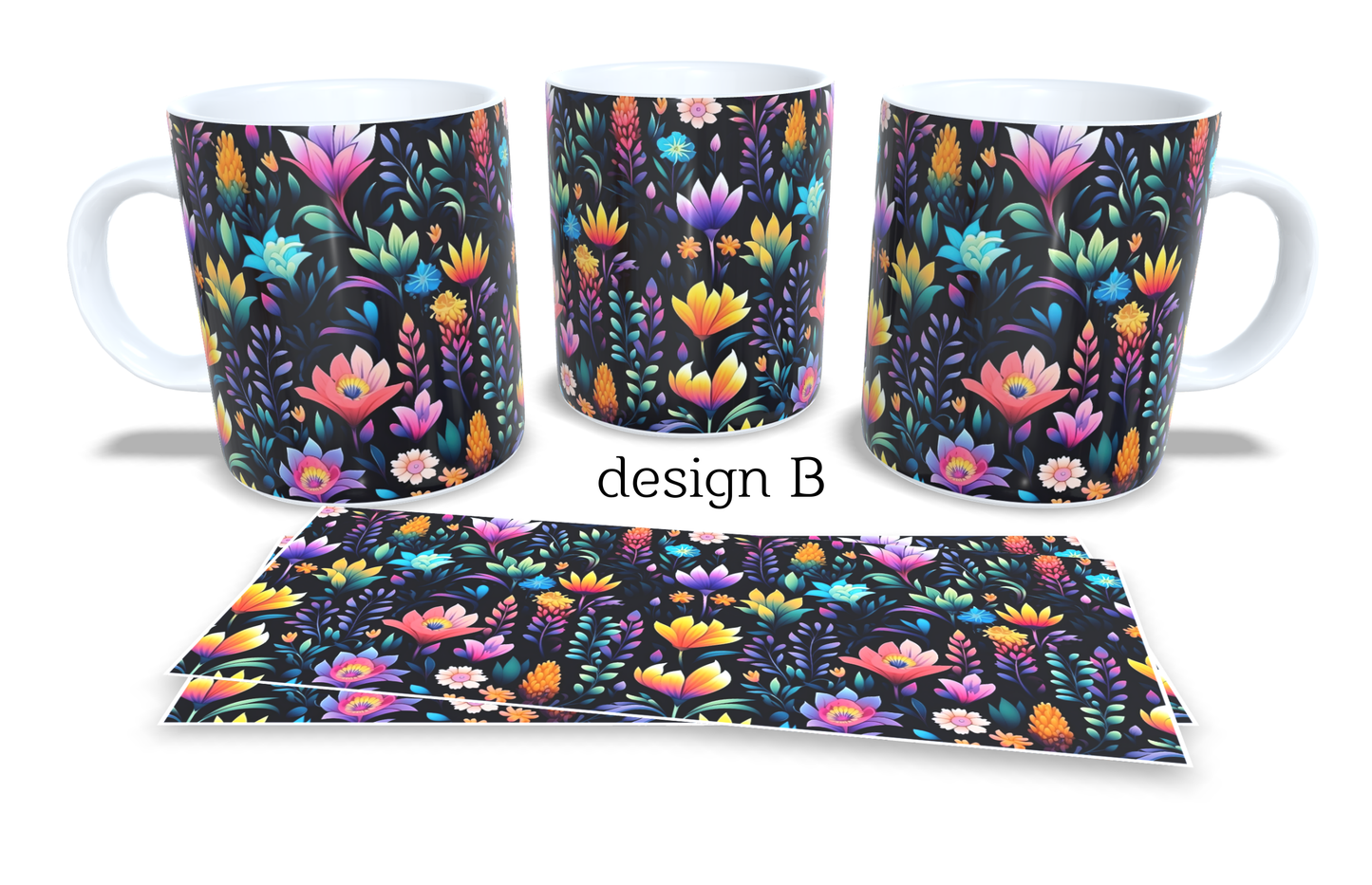 #242 Colourfull Coffee and Tea Mug. Coffee Cup. Tea Mug. Boho floral design. Full colour sublimated