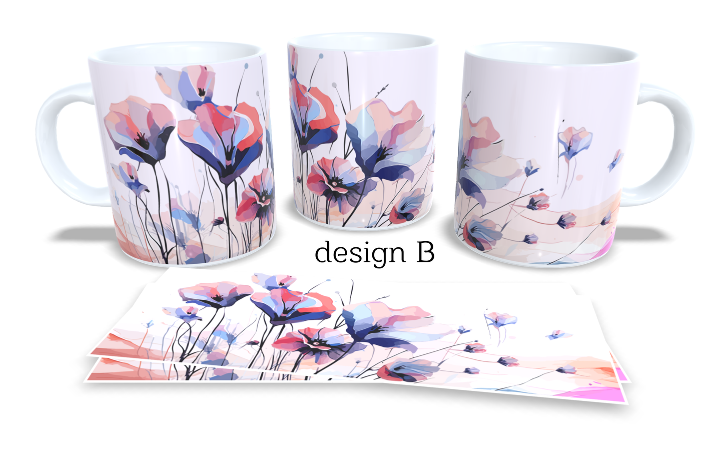 Colourfull Coffee and Tea Mug. Coffee Cup. Tea Mug. Watercolour floral design. Full colour sublimated #095