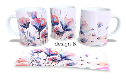 Colourfull Coffee and Tea Mug. Coffee Cup. Tea Mug. Watercolour floral design. Full colour sublimated #095