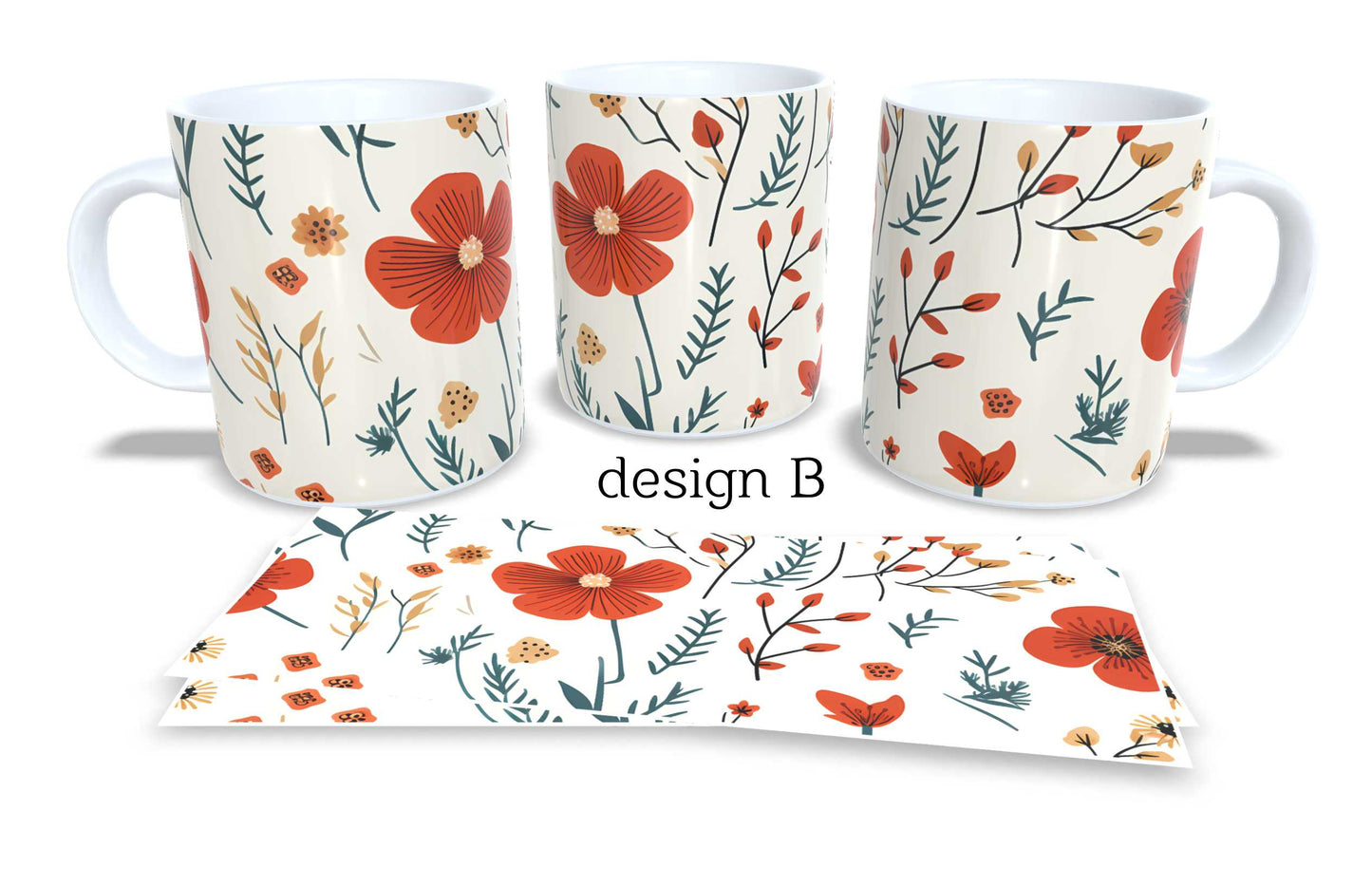 #219 Colourfull Coffee and Tea Mug. Coffee Cup. Tea Mug. Beautiful floral design. Full colour sublimated.