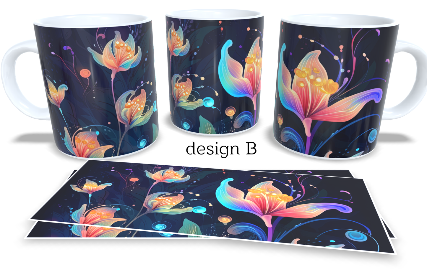 #227 Colourfull Coffee and Tea Mug. Coffee Cup. Tea Mug. Apstract floral design. Full colour sublimated