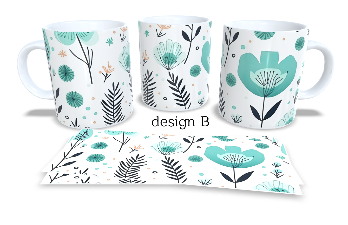 #423 Colourfull Coffee and Tea Mug. Coffee Cup. Tea Mug. Delicate floral design. Full colour sublimated