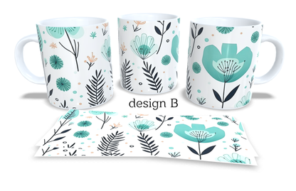 #423 Colourfull Coffee and Tea Mug. Coffee Cup. Tea Mug. Delicate floral design. Full colour sublimated