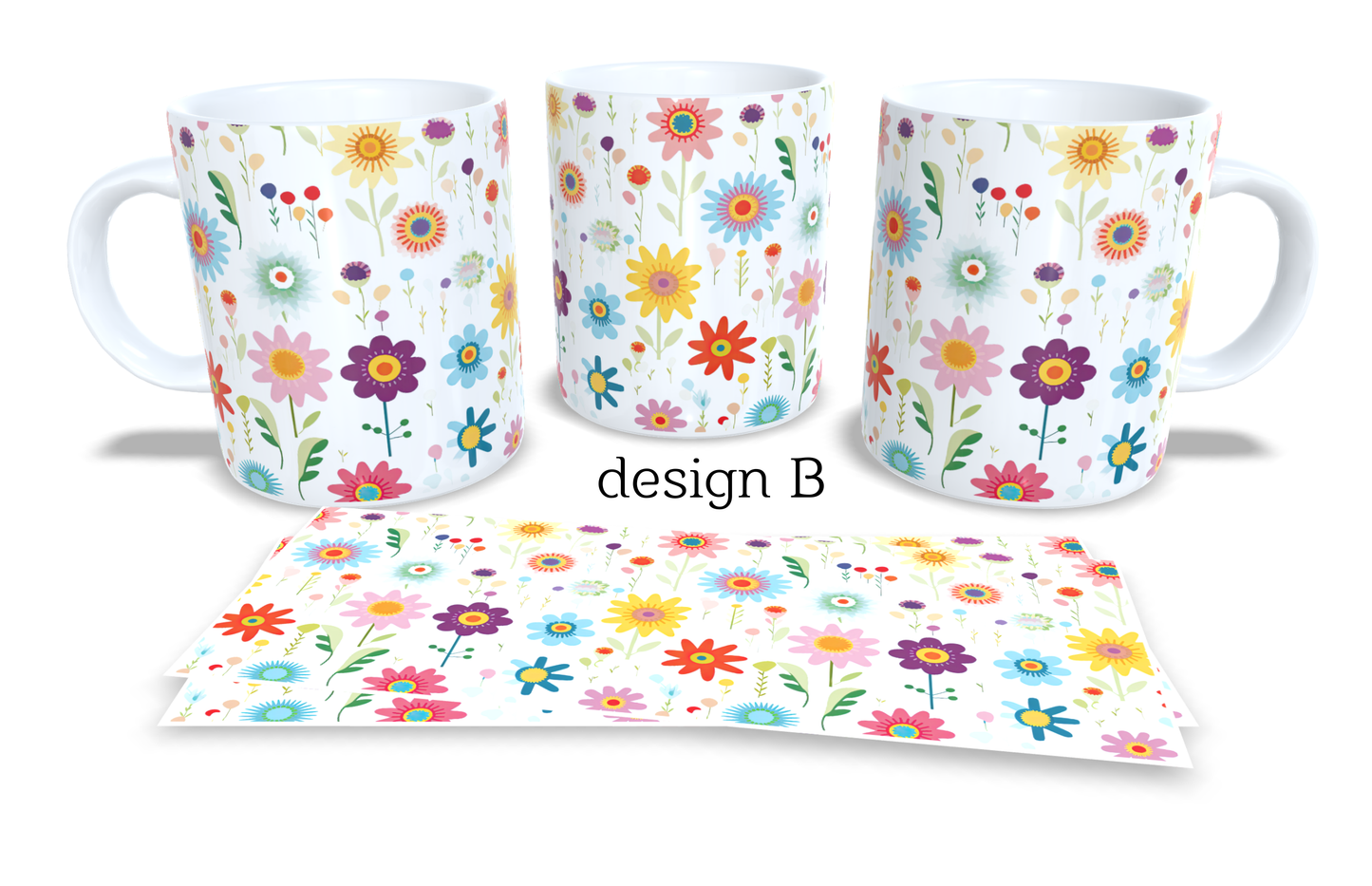 #245 Colourfull Coffee and Tea Mug. Coffee Cup. Tea Mug. Abstract floral design. Full colour sublimated