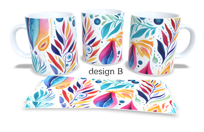 #282 Colourfull Coffee and Tea Mug. Coffee Cup. Tea Mug. Vintage boho. Full colour sublimated