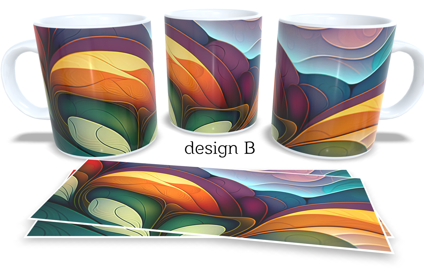 Colourfull Coffee and Tea Mug. Coffee Cup. Tea Mug. abstract 3D floral shapes. Full colour sublimated #218