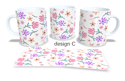 #222 Colourfull Coffee and Tea Mug. Coffee Cup. Tea Mug. Floral design. Full colour sublimated