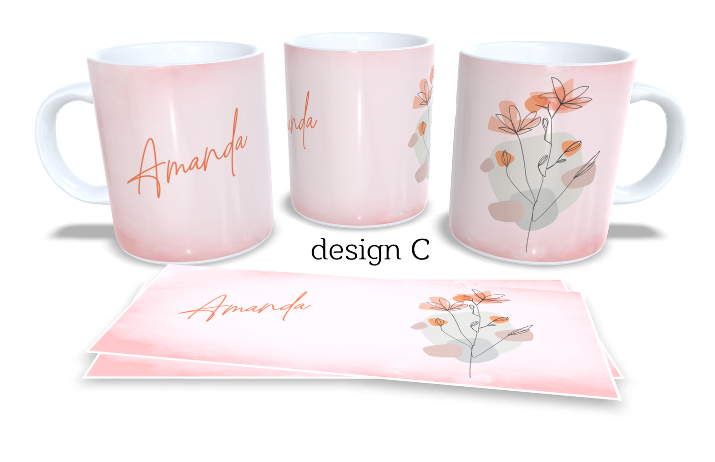 #233 Personalized Colourfull Coffee and Tea Mug. Coffee Cup. Tea Mug. Colourfull abstract floral shapes. Full colour sublimated