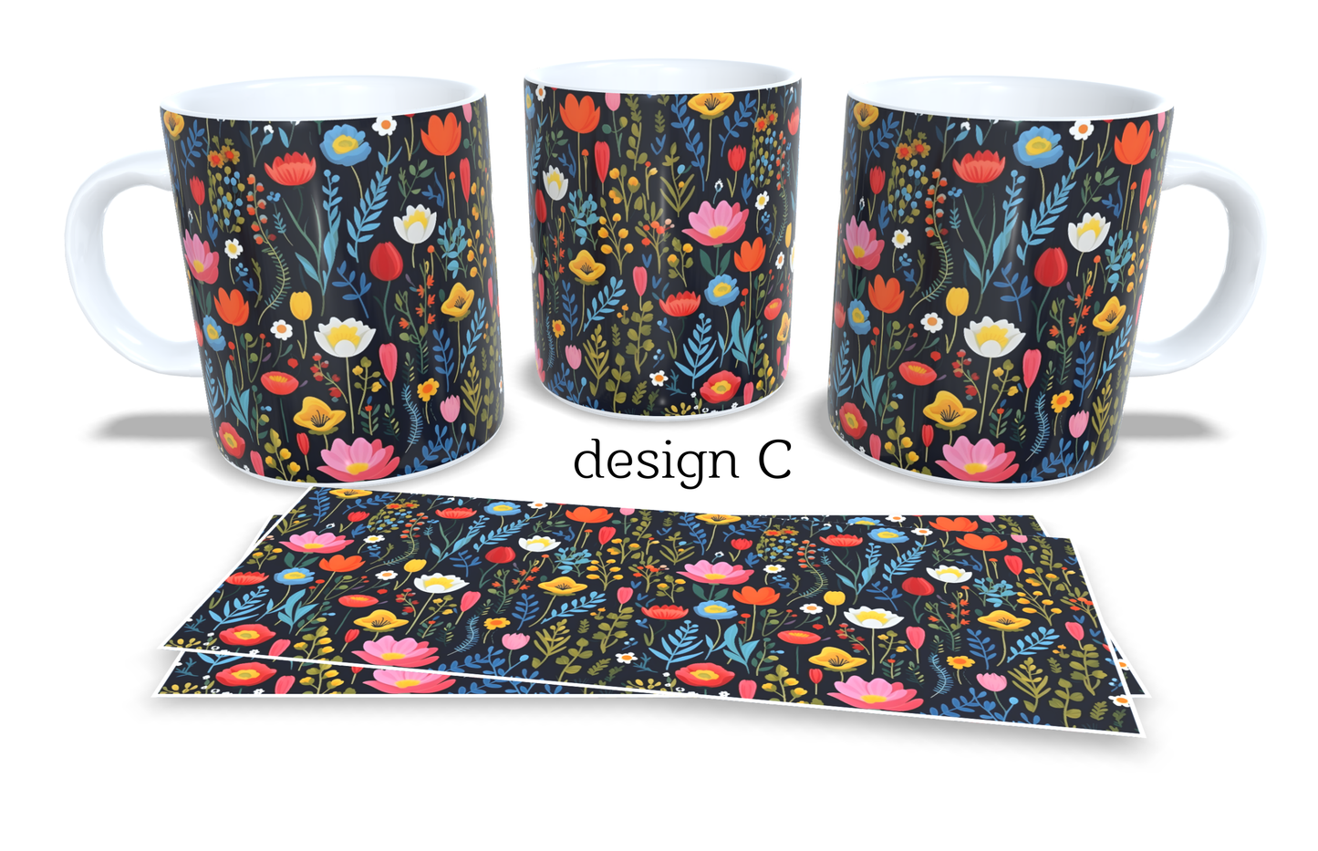 Colourfull Coffee and Tea Mug. Coffee Cup. Tea Mug. Boho floral design. Full colour sublimated #239