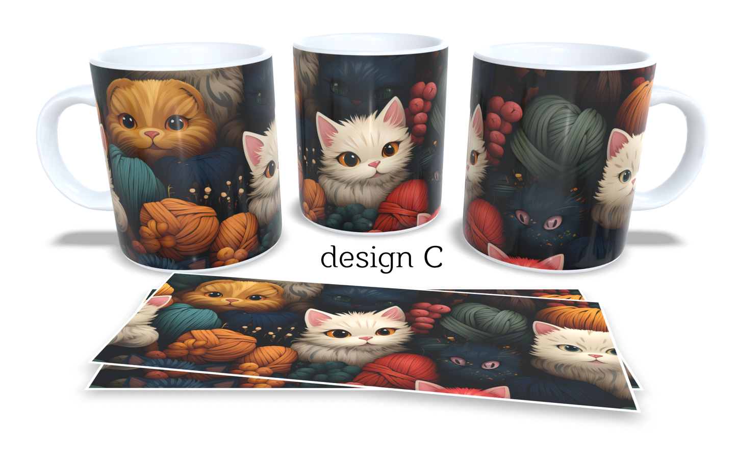 #065 Colourfull Coffee and Tea Mug. Coffee Cup. Tea Mug. Cute cats design. Full colour sublimated