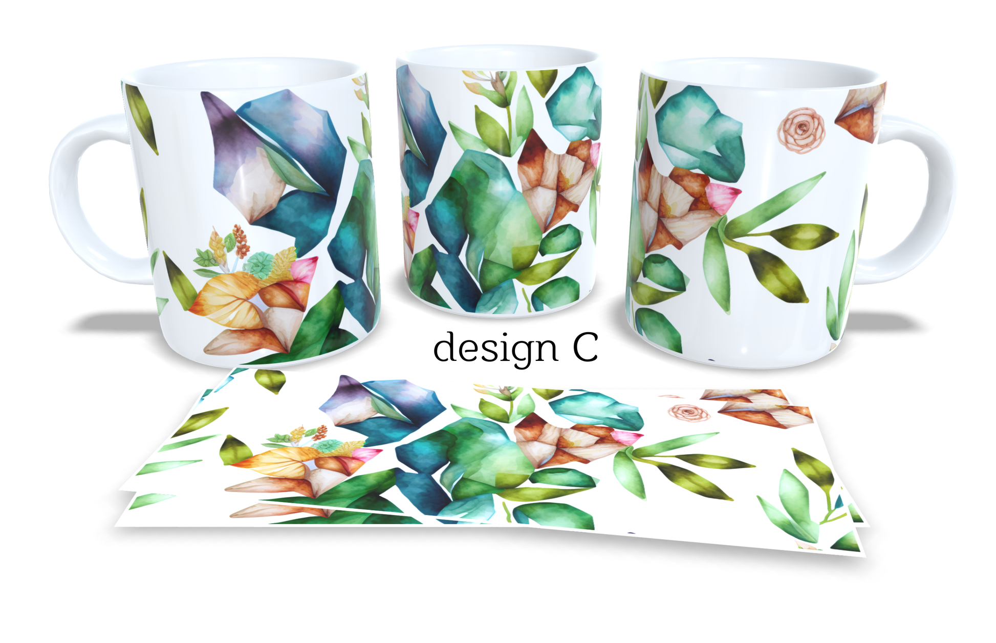 Colourfull Coffee and Tea Mug. Coffee Cup. Tea Mug. Watercolour floral design.