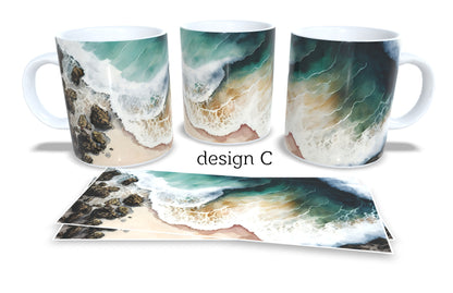 #289 Colourfull Coffee and Tea Mug. Coffee Cup. Tea Mug. Ocean waves. Full colour sublimated