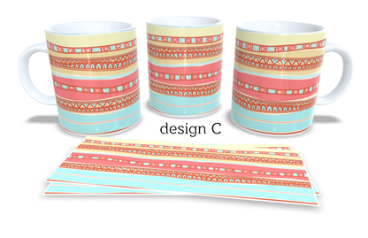 #232 Colourfull Coffee and Tea Mug. Coffee Cup. Tea Mug. Colourfull abstract shapes. Full colour sublimated