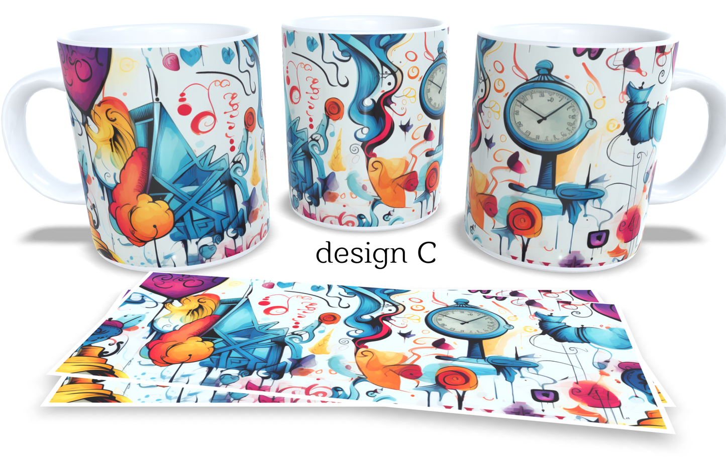 #212 Colourfull Coffee and Tea Mug. Coffee Cup. Tea Mug. Abstract design. Full colour sublimated