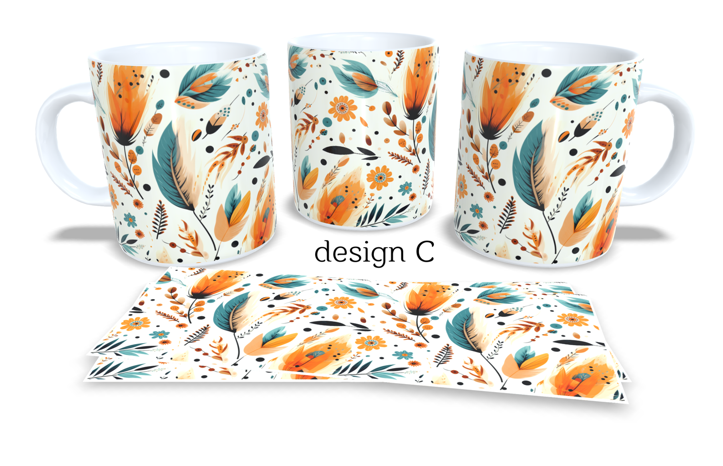 Colourfull Coffee and Tea Mug. Coffee Cup. Tea Mug. Boho floral design. Full colour sublimated #261