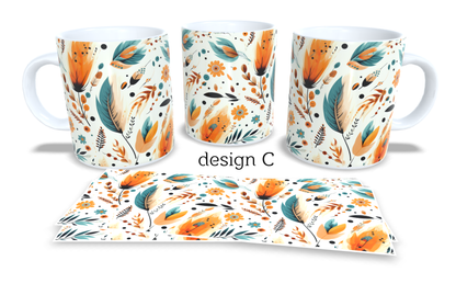 Colourfull Coffee and Tea Mug. Coffee Cup. Tea Mug. Boho floral design. Full colour sublimated #261