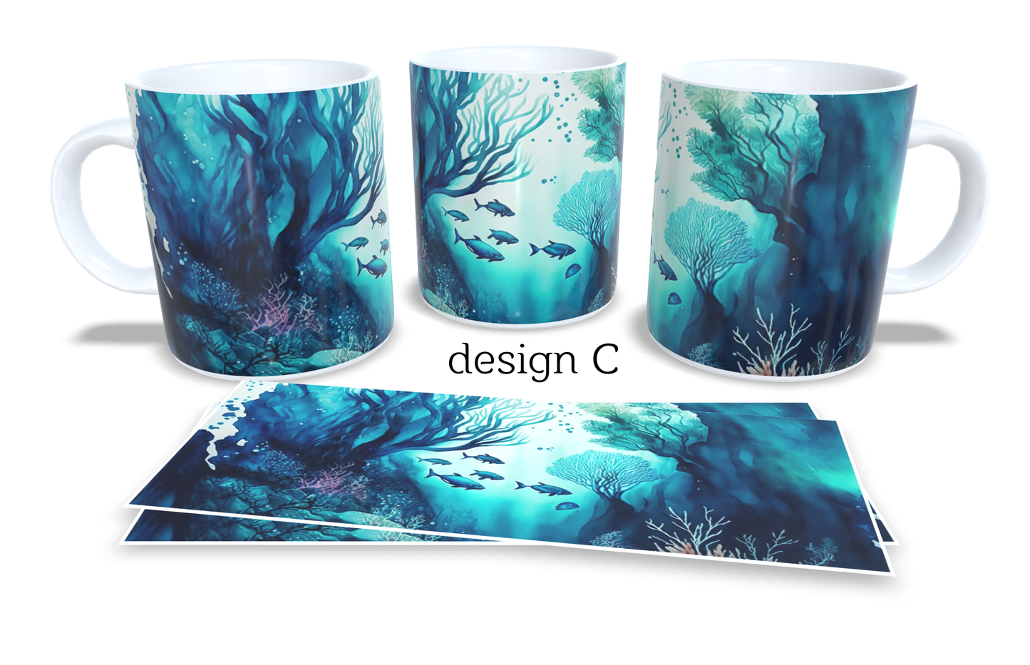 Colourfull Coffee and Tea Mug. Coffee Cup. Tea Mug. Under the sea design. Full colour sublimated #029