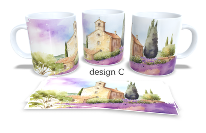 Colourfull Coffee and Tea Mug. Coffee Cup. Tea Mug. Lavander fields. Full colour sublimated #224