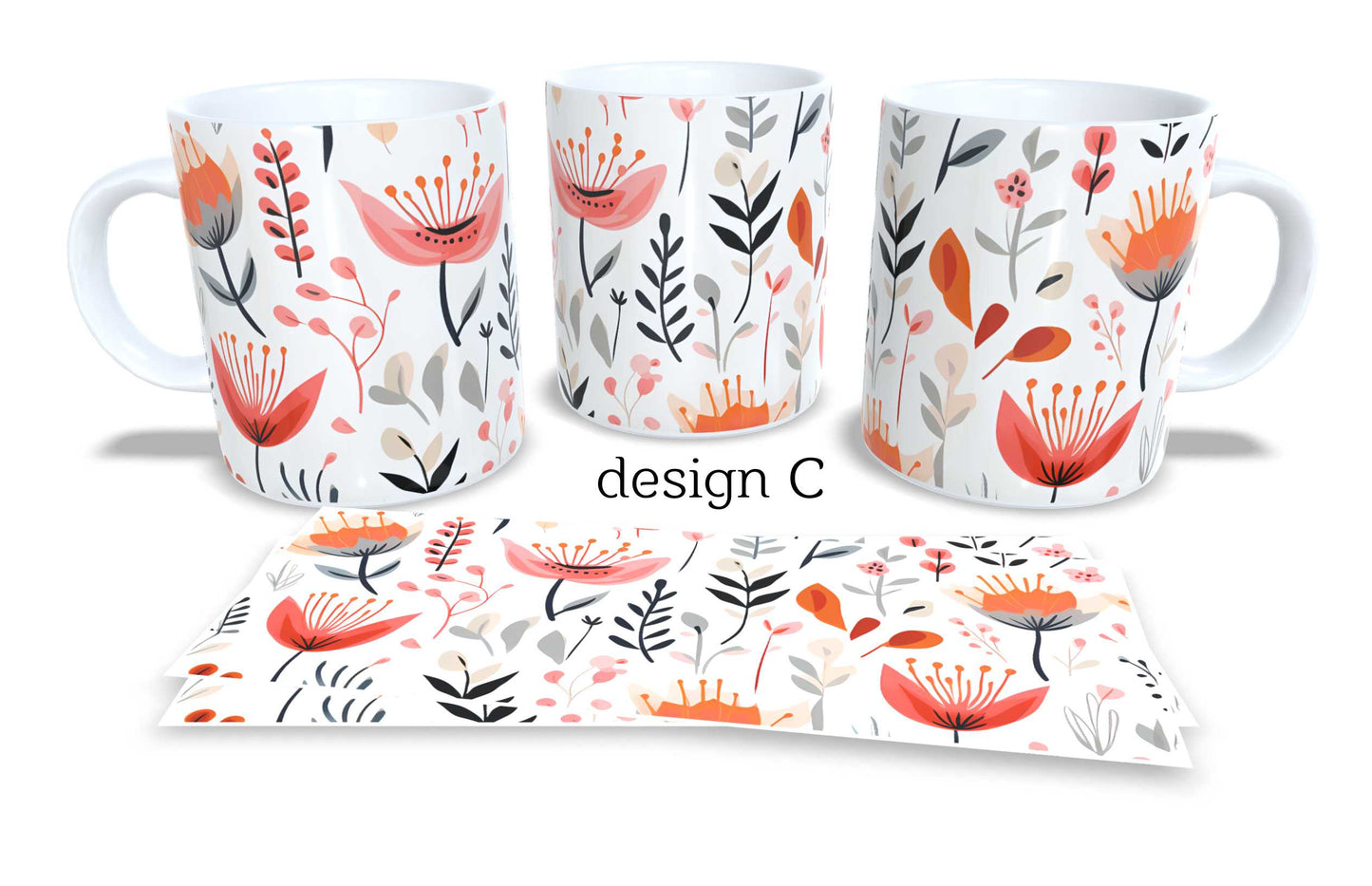 #219 Colourfull Coffee and Tea Mug. Coffee Cup. Tea Mug. Beautiful floral design. Full colour sublimated.