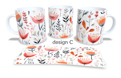 #219 Colourfull Coffee and Tea Mug. Coffee Cup. Tea Mug. Beautiful floral design. Full colour sublimated.