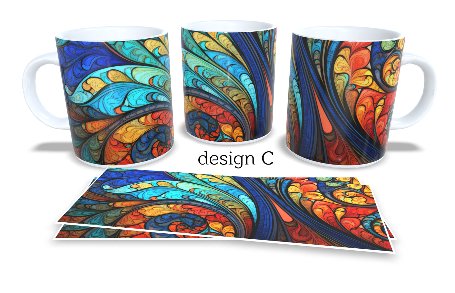 Colourfull Coffee and Tea Mug. Coffee Cup. Tea Mug. Abstract colourfull shapes. Full colour sublimated #256