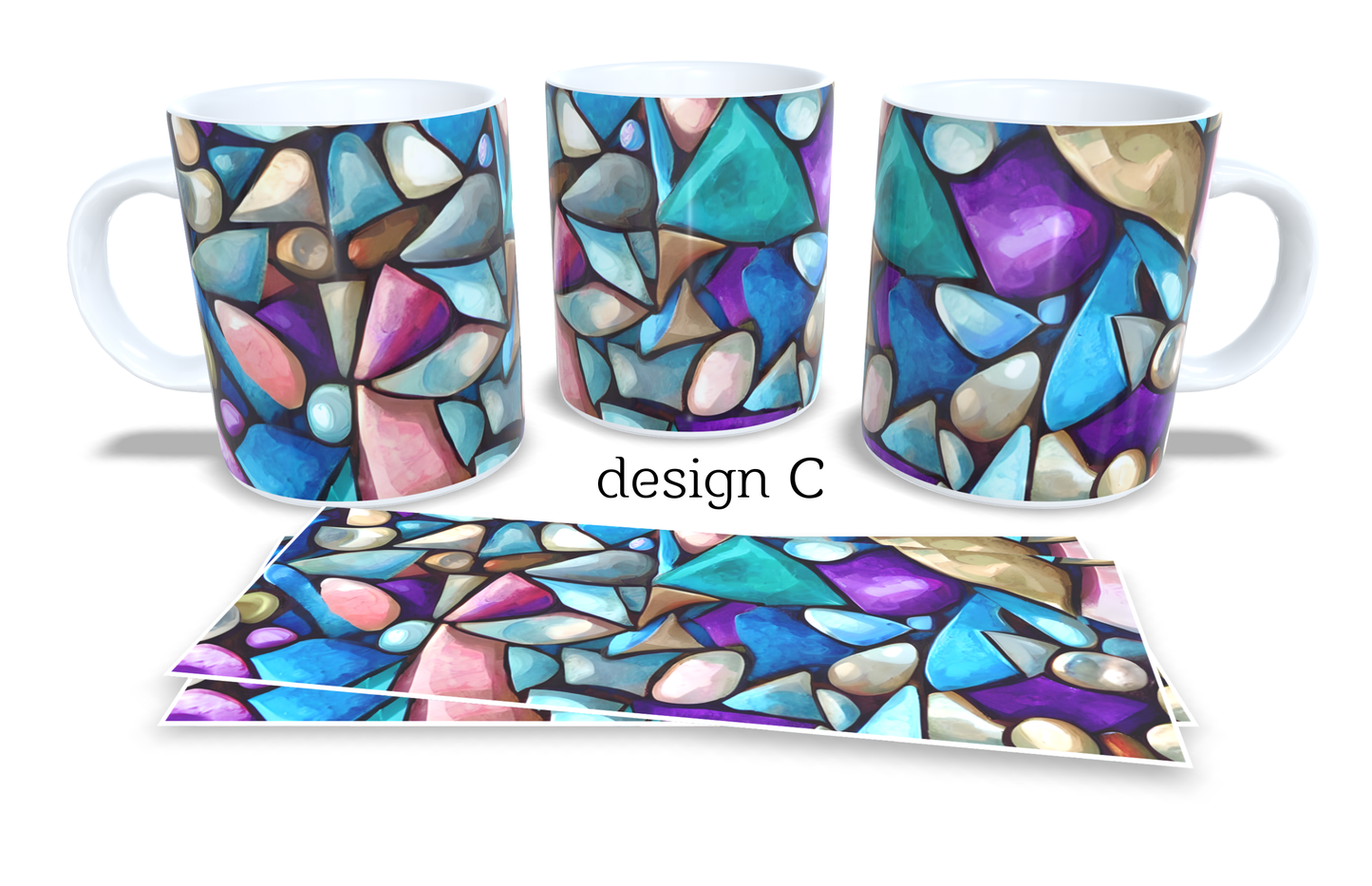 #049 Colourfull Coffee and Tea Mug. Coffee Cup. Tea Mug. Beach pebbles. Full colour sublimated