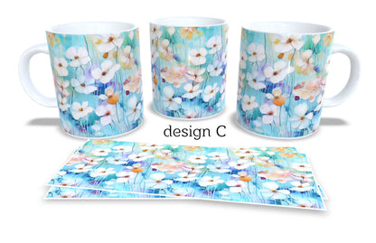 #237 Colourfull Coffee and Tea Mug. Coffee Cup. Tea Mug. Beautiful floral design. Full colour sublimated.