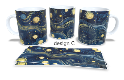 Colourfull Coffee and Tea Mug. Coffee Cup. Tea Mug. Stary night design. Full colour sublimated #048