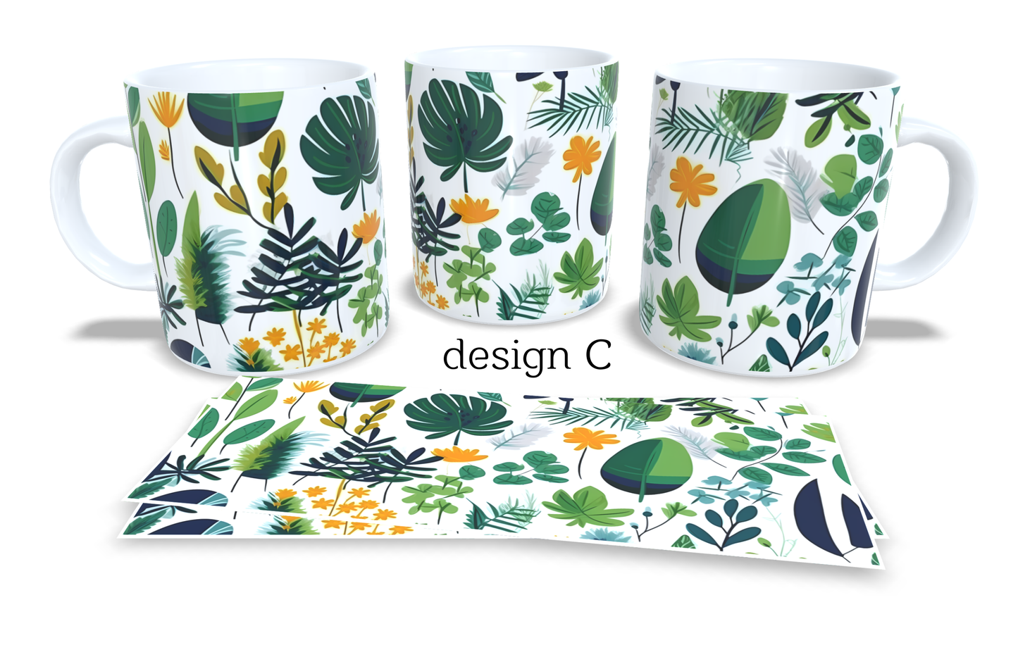 Colourfull Coffee and Tea Mug. Coffee Cup. Tea Mug. Abstract tropical leaves. Full colour sublimated #229