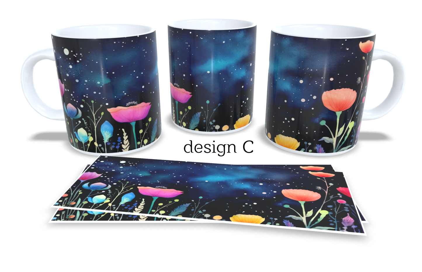 Colourfull Coffee and Tea Mug. Coffee Cup. Tea Mug. Floral design. Full colour sublimated #090