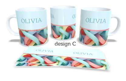 #202 Personalized Colourfull Coffee and Tea Mug. Coffee Cup. Tea Mug. Elegant abstract design. Full colour sublimated