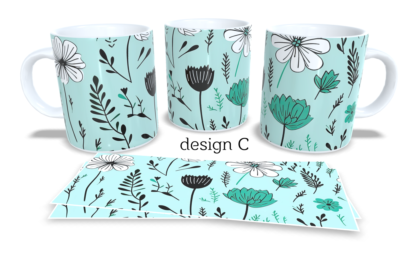 #423 Colourfull Coffee and Tea Mug. Coffee Cup. Tea Mug. Delicate floral design. Full colour sublimated