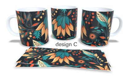 Colourfull Coffee and Tea Mug. Coffee Cup. Tea Mug. Vintage boho. Full colour sublimated #283