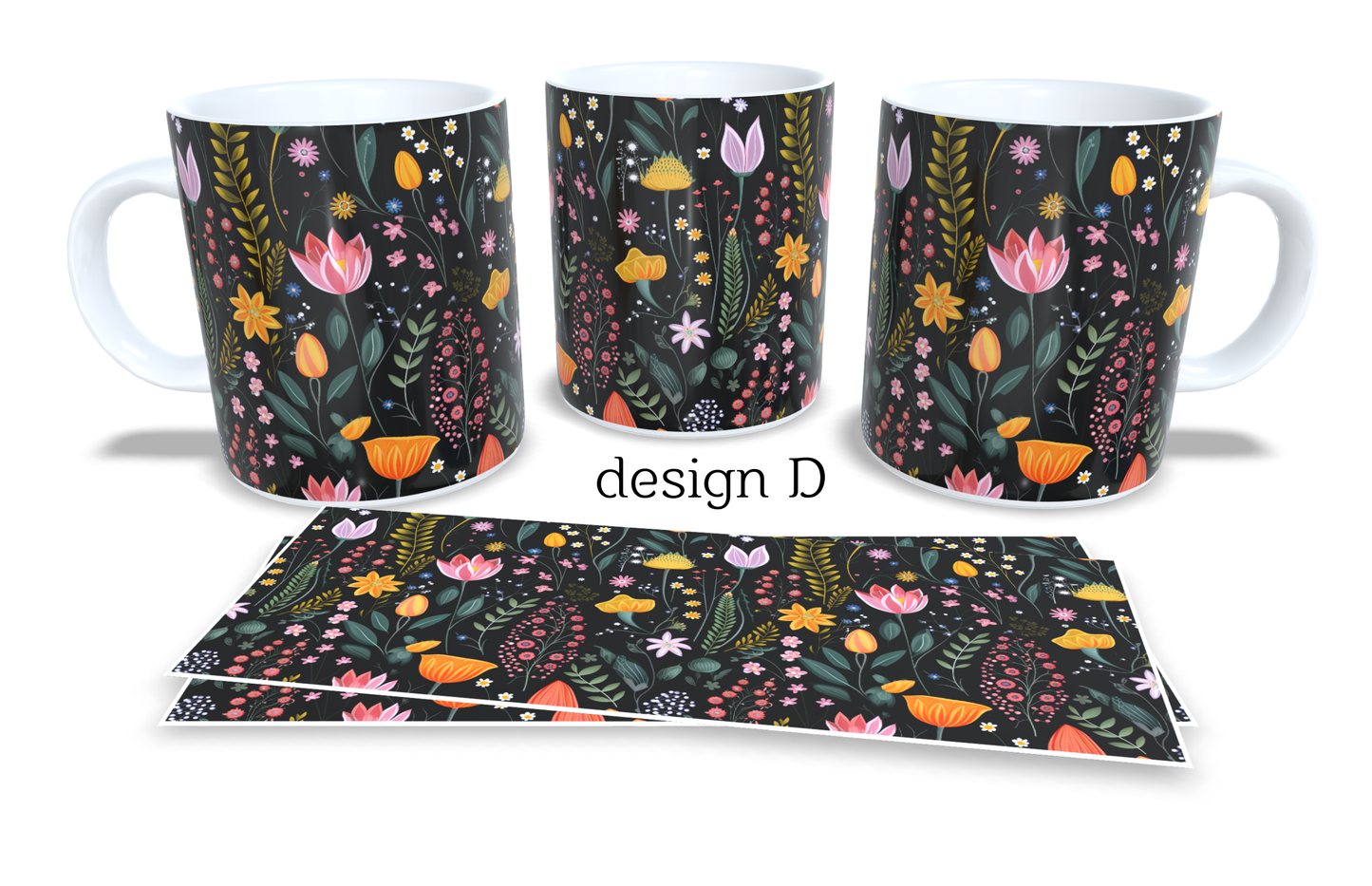 Colourfull Coffee and Tea Mug. Coffee Cup. Tea Mug. Boho floral design. Full colour sublimated #239