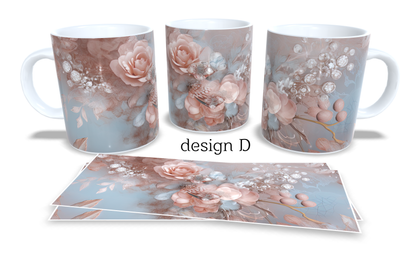 Colourfull Coffee and Tea Mug. Coffee Cup. Tea Mug. Abstract colourfull floral and lace. Full colour sublimated #272