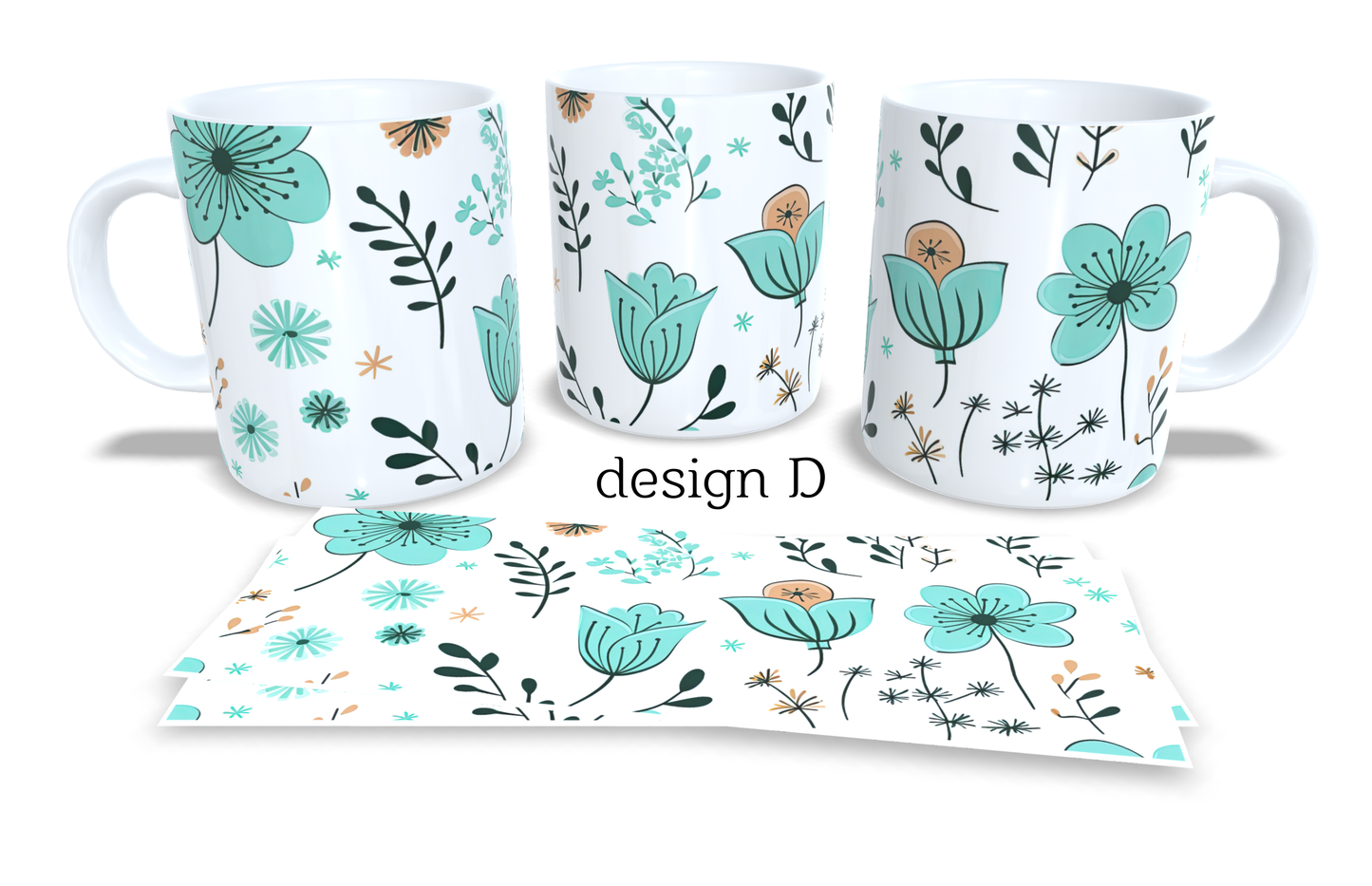 #423 Colourfull Coffee and Tea Mug. Coffee Cup. Tea Mug. Delicate floral design. Full colour sublimated