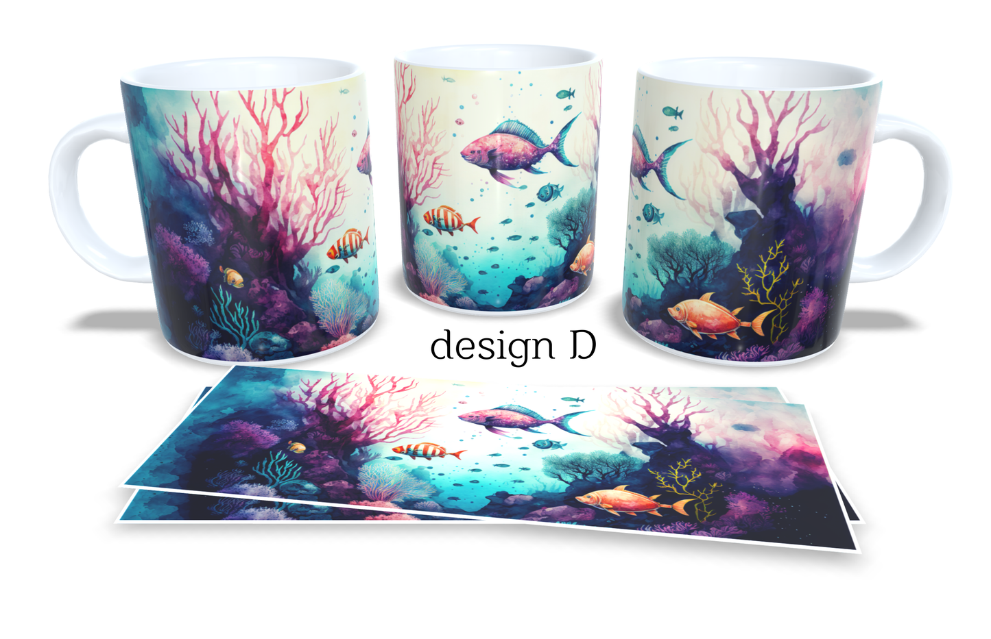 Colourfull Coffee and Tea Mug. Coffee Cup. Tea Mug. Under the sea design. Full colour sublimated #029