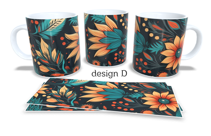 Colourfull Coffee and Tea Mug. Coffee Cup. Tea Mug. Vintage boho. Full colour sublimated #283