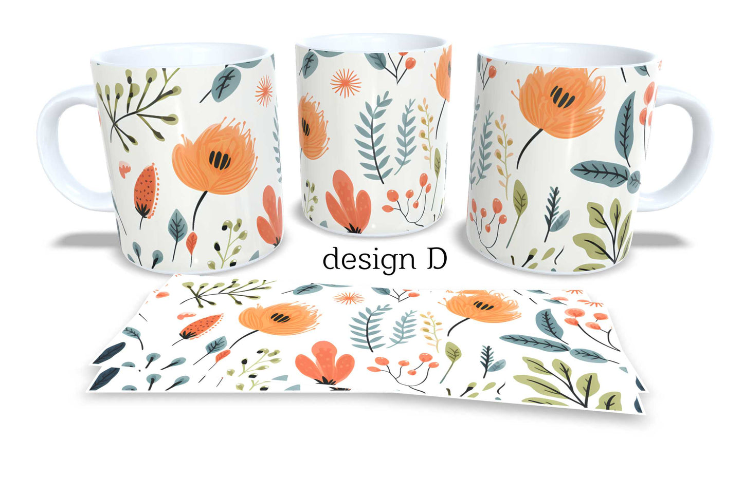 #219 Colourfull Coffee and Tea Mug. Coffee Cup. Tea Mug. Beautiful floral design. Full colour sublimated.