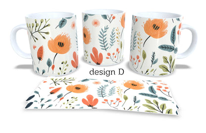 #219 Colourfull Coffee and Tea Mug. Coffee Cup. Tea Mug. Beautiful floral design. Full colour sublimated.