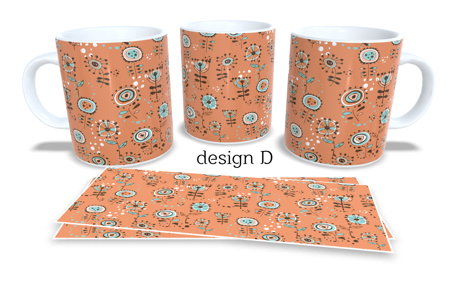 #235 Colourfull Coffee and Tea Mug. Coffee Cup. Tea Mug. Colourfull abstract floral design. Full colour sublimated