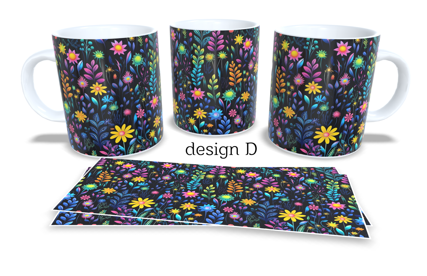 #242 Colourfull Coffee and Tea Mug. Coffee Cup. Tea Mug. Boho floral design. Full colour sublimated