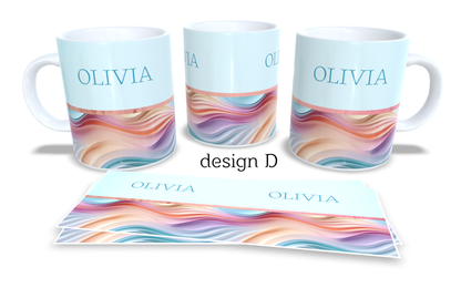 #202 Personalized Colourfull Coffee and Tea Mug. Coffee Cup. Tea Mug. Elegant abstract design. Full colour sublimated