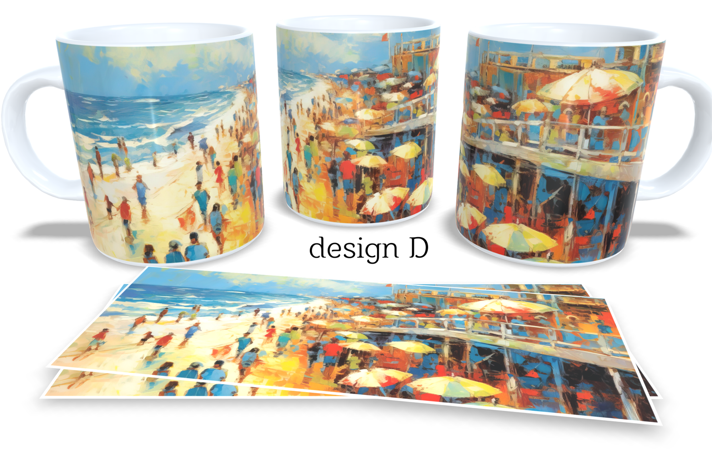 Colourfull Coffee and Tea Mug. Coffee Cup. Tea Mug. Watercolour boardwalk abstract painting. Full colour sublimated #216